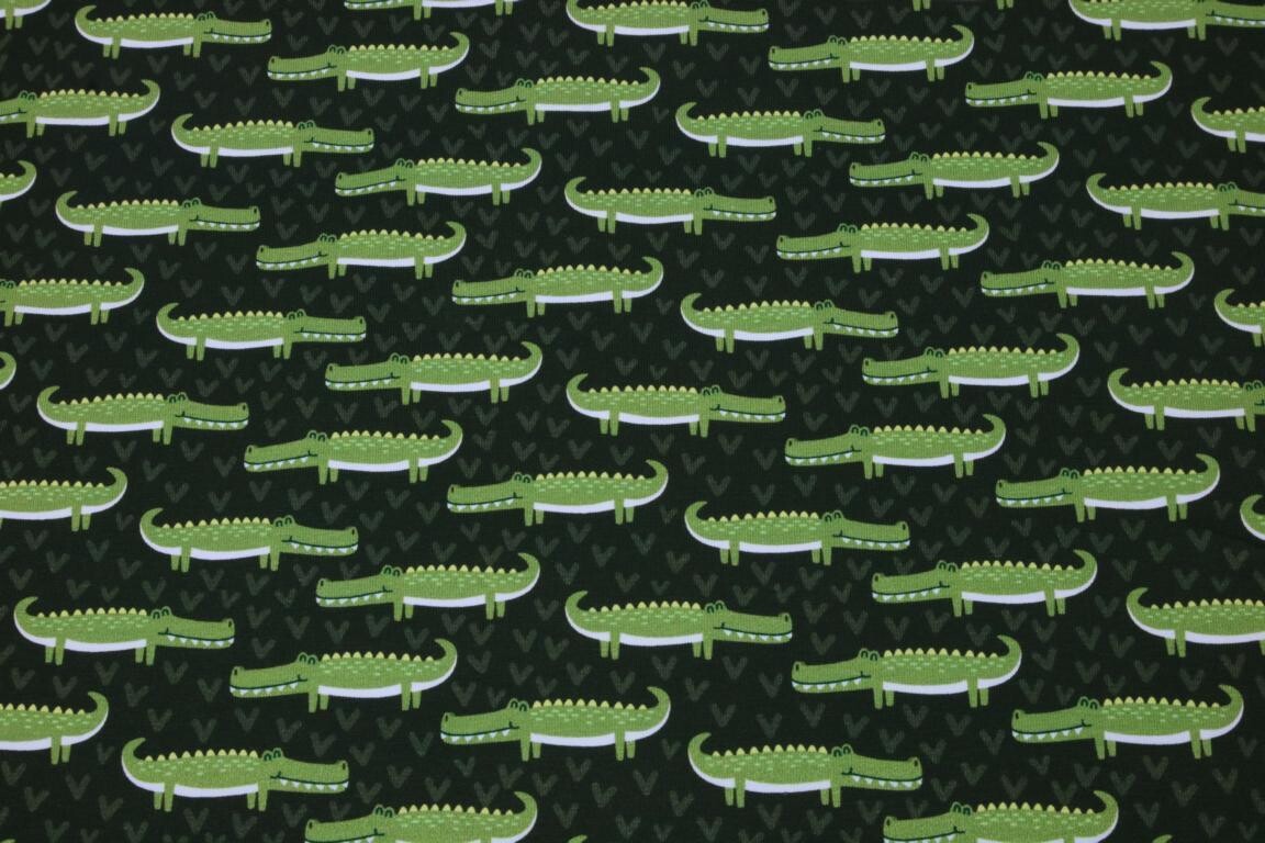 Baumwolljersey &quot;Smiling Crocodile&quot;, olive, grün