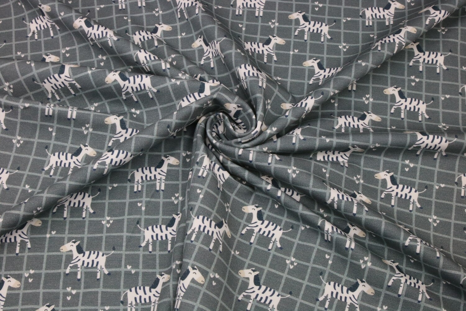 Baumwolljersey &quot;Dancing Zebra&quot;, grau, schwarz, weiß