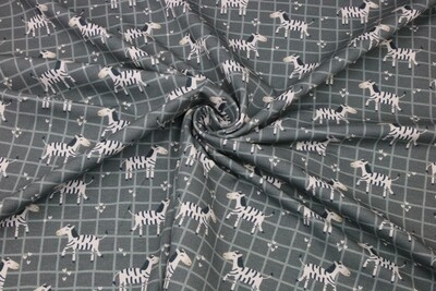 Baumwolljersey &quot;Dancing Zebra&quot;, grau, schwarz, weiß