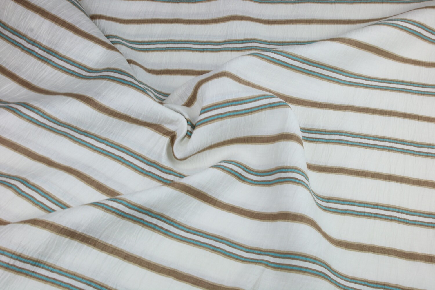 Viskose-Krepp, gestreift, weiß, beige, türkis
