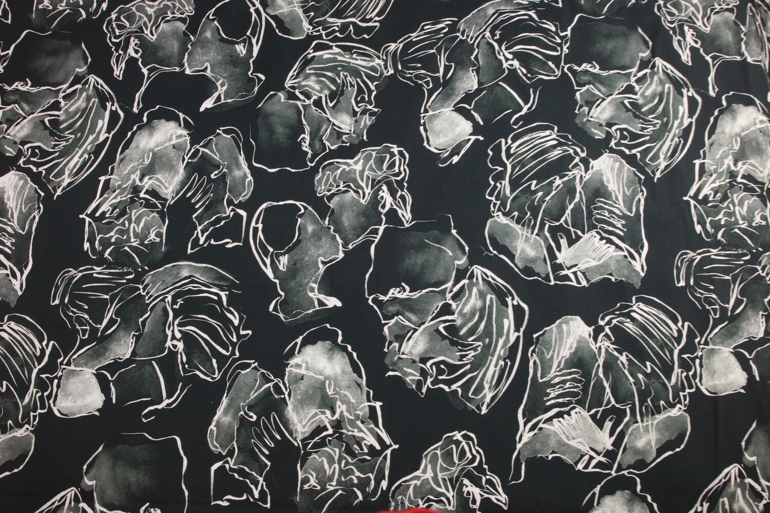 Elastischer Baumwoll-Batist &quot;Fritzl&quot;, schwarz, weiß, grau