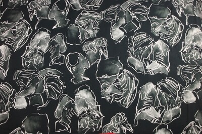 Elastischer Baumwoll-Batist &quot;Fritzl&quot;, schwarz, weiß, grau