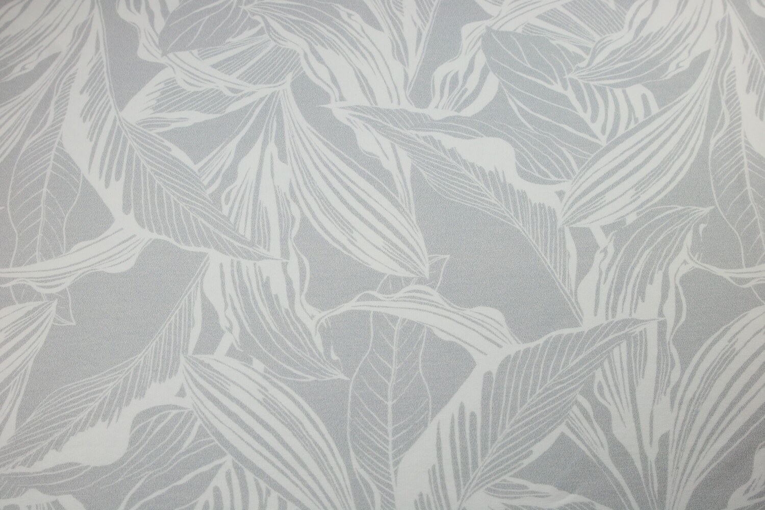 French Terry &quot;Lounge Leaves&quot;, weiß, grau