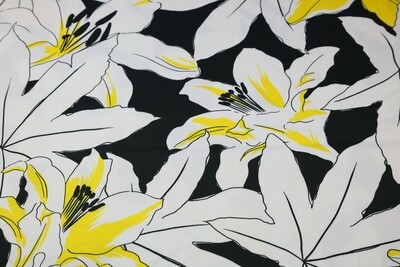 Elastische Baumwolle &quot;Lilla Lilly&quot;, weiß, schwarz, gelb