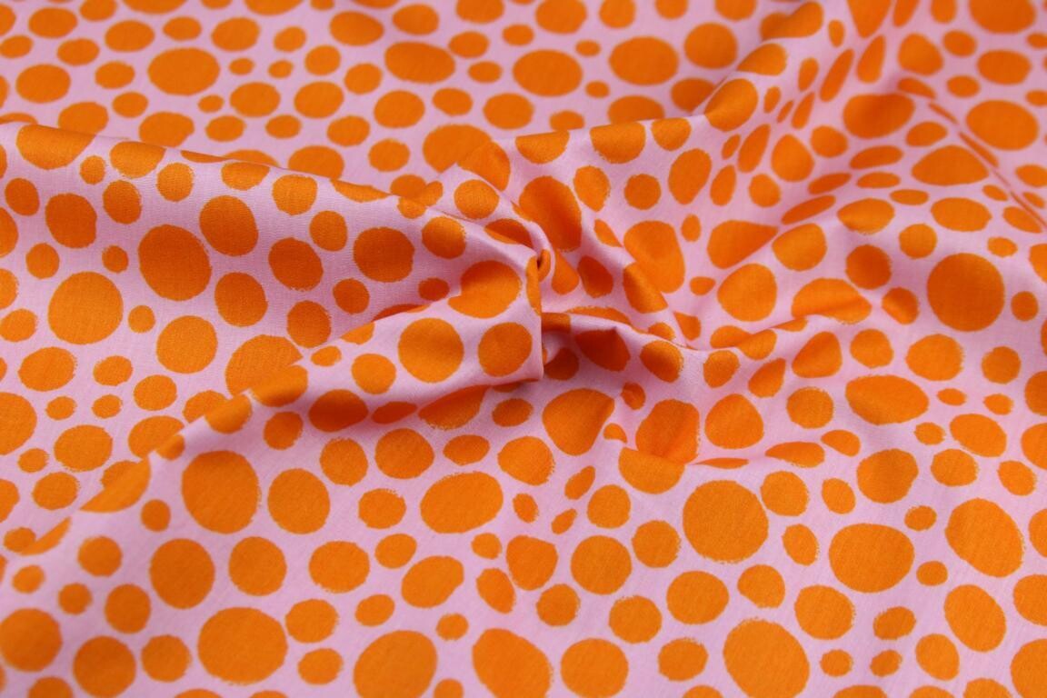 Baumwollpopeline &quot;Happy Dots&quot;, rosa, orange