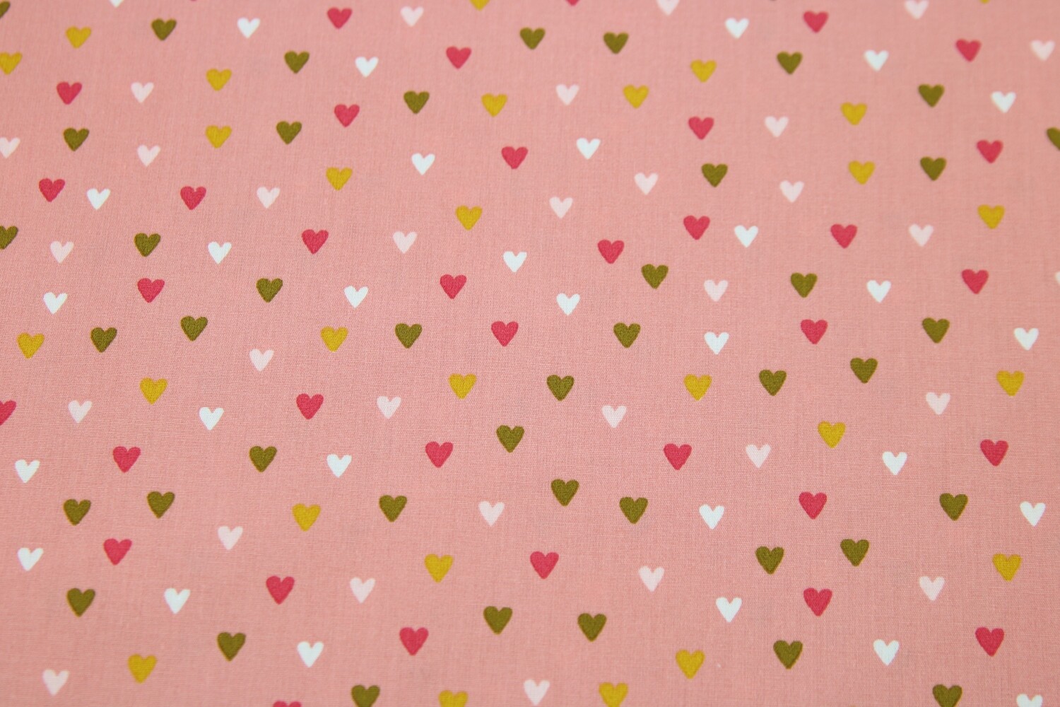 Baumwollpopeline &quot;Lovely Hearts&quot;, rosé, senfgelb, weiß, khaki, pink