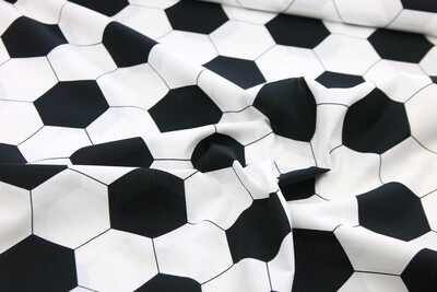 Baumwollpopeline &quot;Fußball&quot;, schwarz, weiß