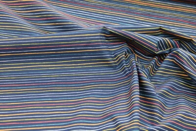 Baumwollpopeline &quot;Bunte Streifen&quot;, marine, bunt
