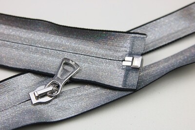 Reißverschluss, teilbar, silber-metallic, Glitzer, 50cm Reißverschluss, teilbar, silber-metallic, Glitzer, 50cm