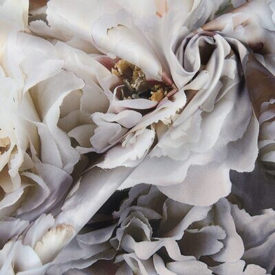 Standfester Polyester-Satin ,,Fiore&quot;, Rosen, grau, weiß, creme