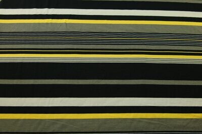 Baumwolljersey, gestreift, schwarz, grau, gelb