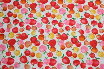 Popeline &quot;Apple Love&quot;, rot, weiß