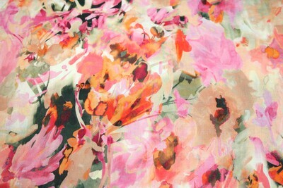 Bedruckter Leinen &quot;Nicola&quot;, rosa, orange, grün