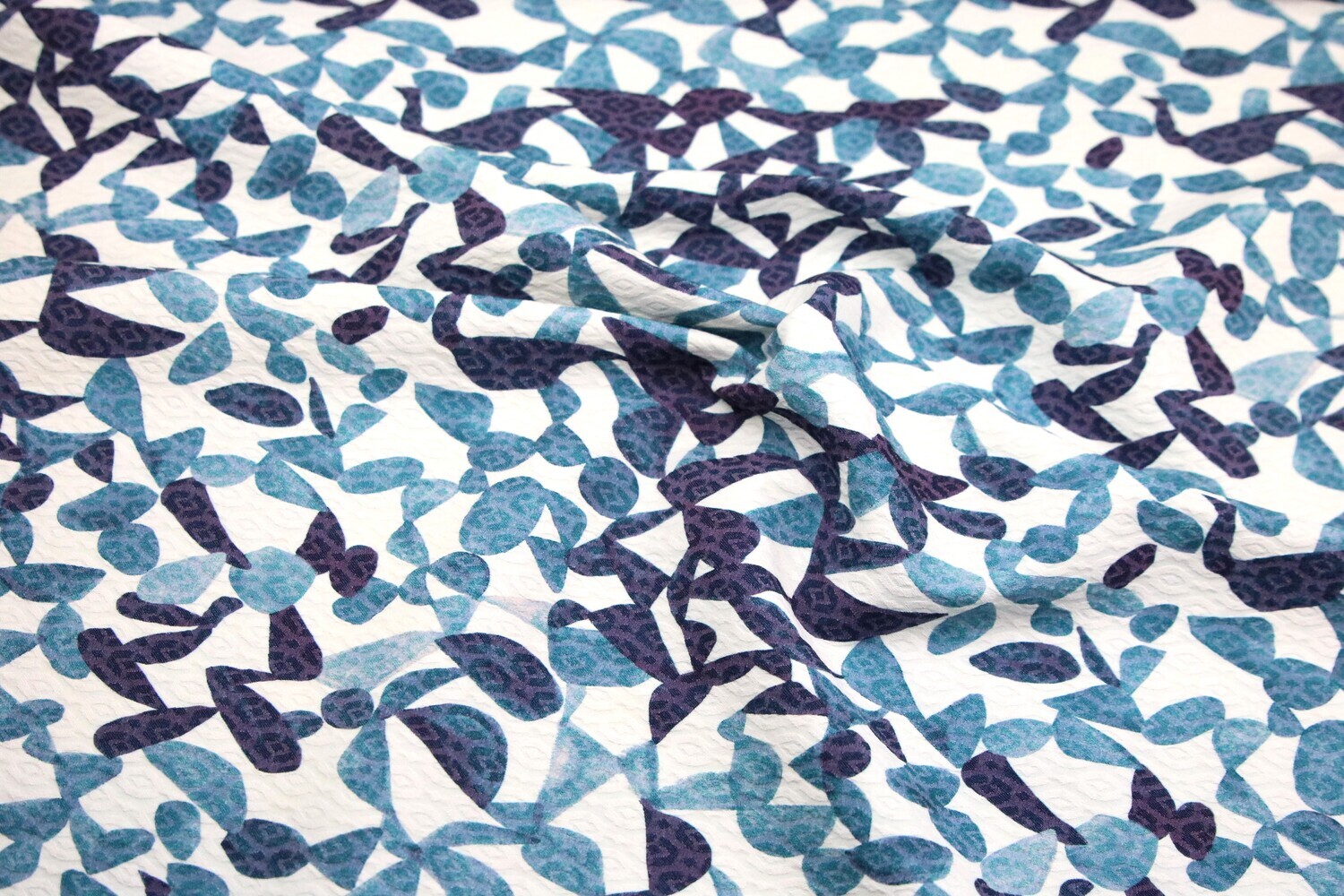 Elastische Baumwolle &quot;Milla&quot;, blau, weiß