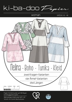 Papierschnittmuster, Kleid Nelina, kibadoo, Gr. 32-58