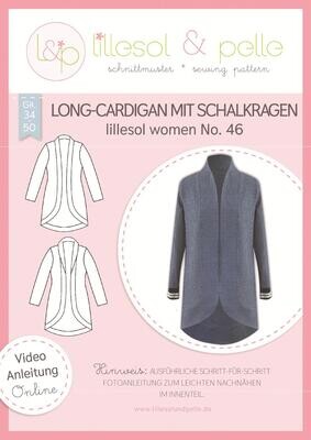 Papierschnittmuster, Long-Cardigan mit Schalkragen No. 46, Gr. 34-50, lillesol &amp; pelle