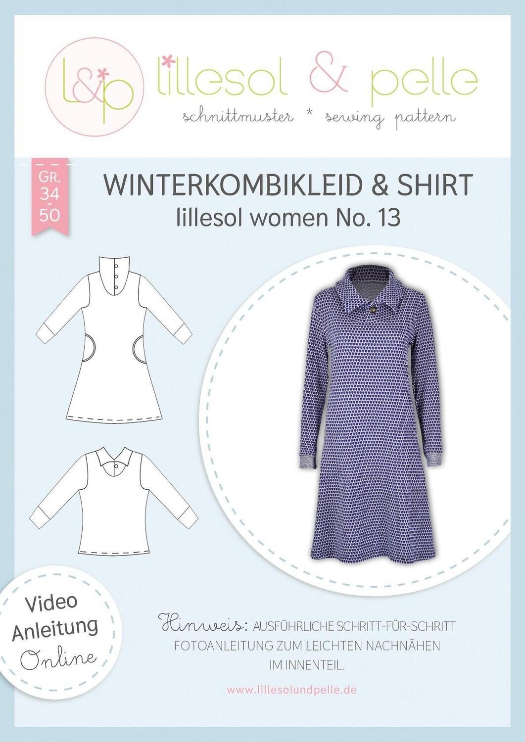 Papierschnittmuster, Winterkombi Kleid &amp; Shirt No. 13, Gr. 34-50, lillesol &amp; pelle