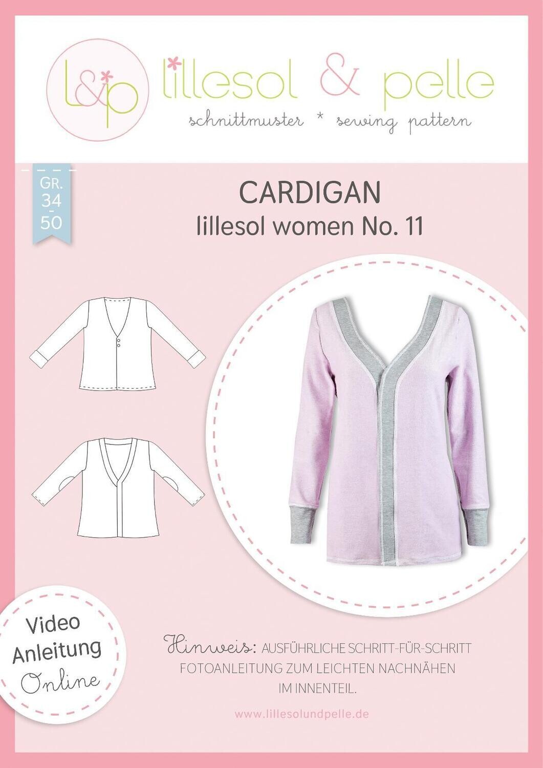 Papierschnittmuster, Cardigan No. 11, Gr. 34-50, lillesol &amp; pelle