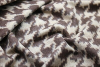 Mantelstoff &quot;Lacey&quot;, Hahnentritt, Langflor, beige, braun