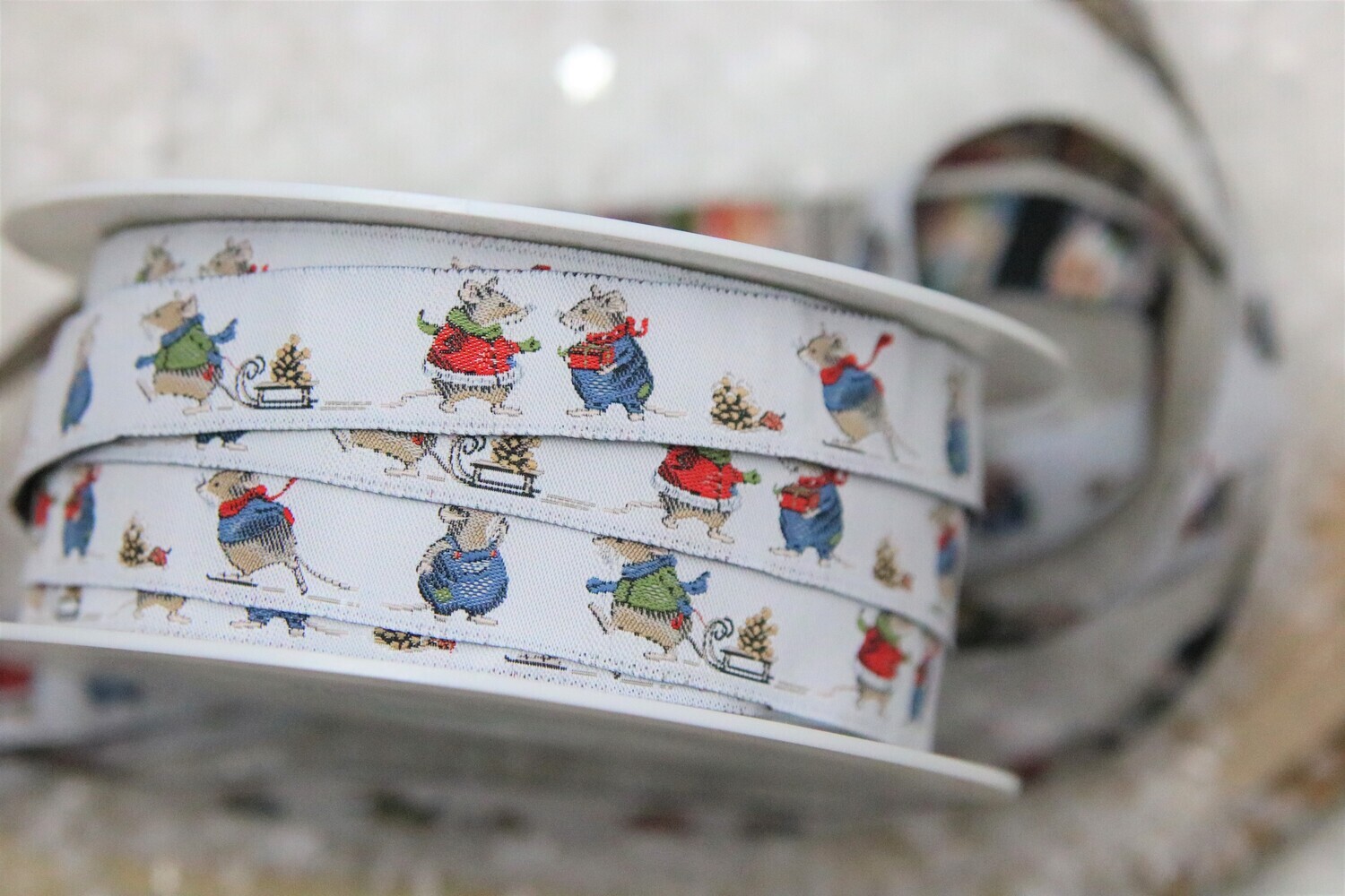 Webband „Wintermäuse“, acufactum, 16mm