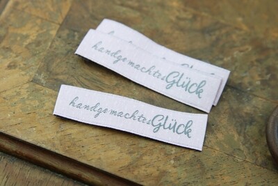 Webetikett &quot;Handgemachtes Glück&quot;, acufactum, rosa