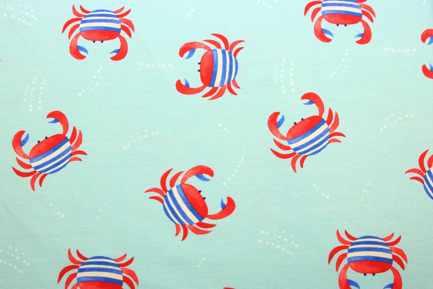 Baumwolljersey &quot;Ocean Crab&quot;, türkis, rot, blau