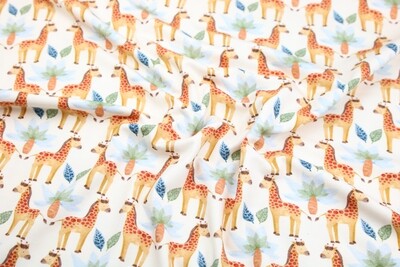 Baumwolljersey &quot;Safari Giraffe&quot;, creme, senfgelb, rost