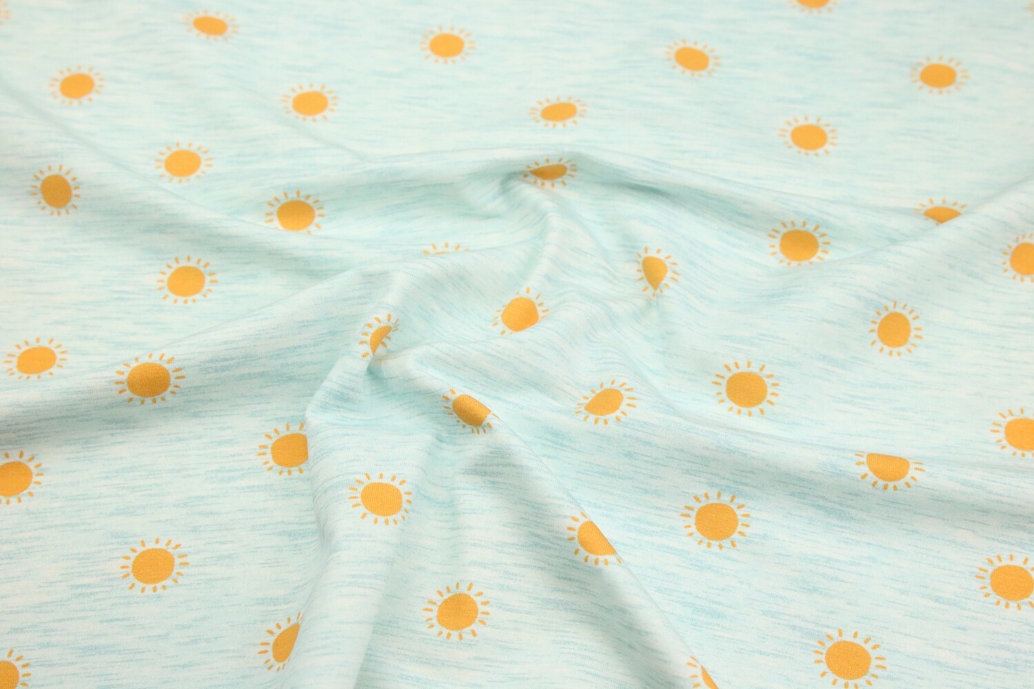 Baumwolljersey &quot;Africa Sun&quot;, hellblau-meliert, gelb