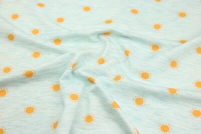 Baumwolljersey &quot;Africa Sun&quot;, hellblau-meliert, gelb