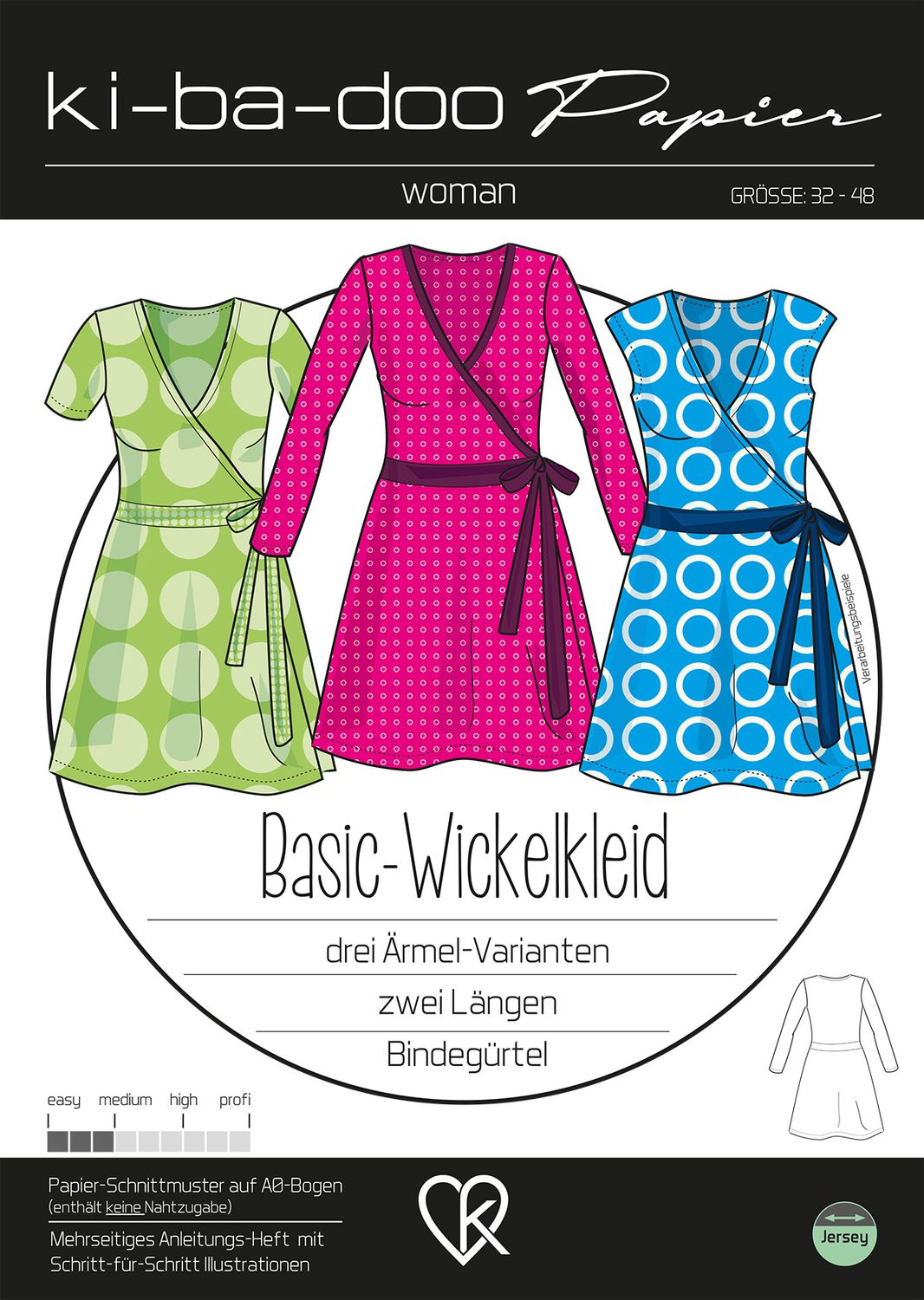 Papierschnittmuster, Basic-Wickelkleid, kibadoo, Gr. 32-48