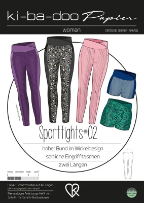 Papierschnittmuster, Sporttights #02, kibadoo, Gr. 30/32 - 54/56