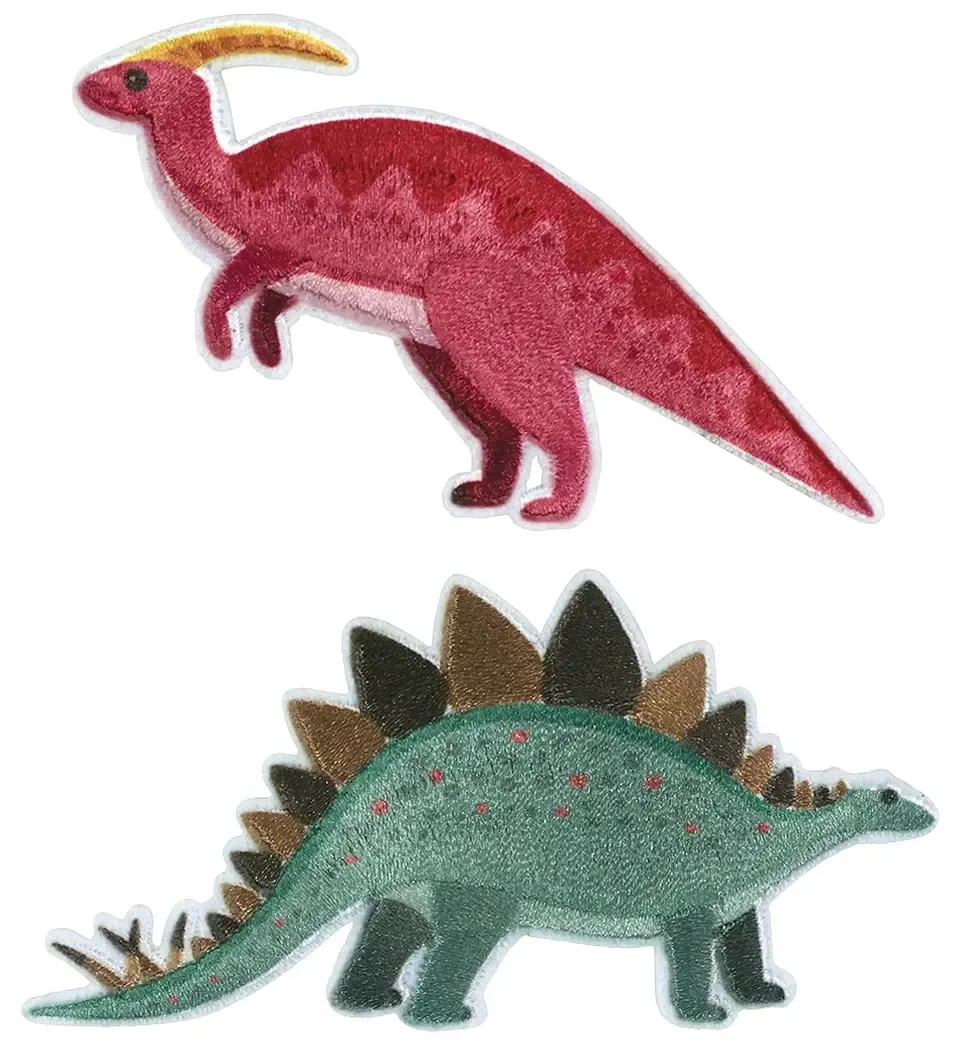 Applikation &quot;Dino&quot;, No. 2, rot-türkis