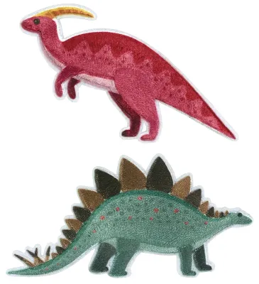 Applikation &quot;Dino&quot;, No. 2, rot-türkis
