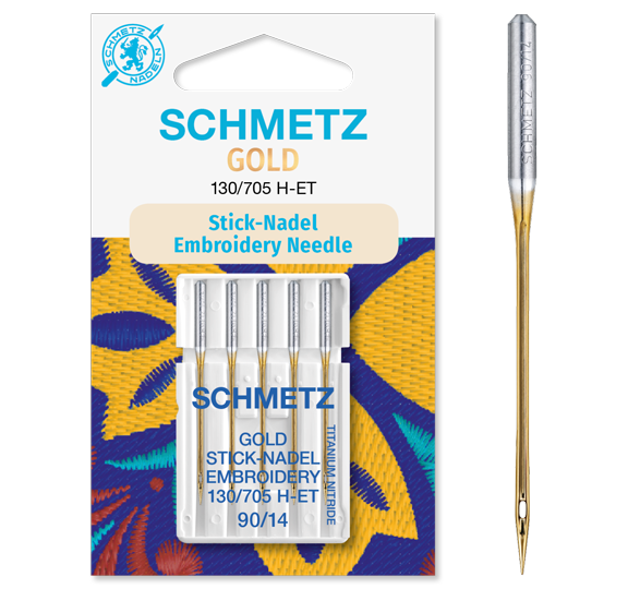 Nähmaschinennadeln, Gold Sticknadeln, 130/705, 90/14, Schmetz