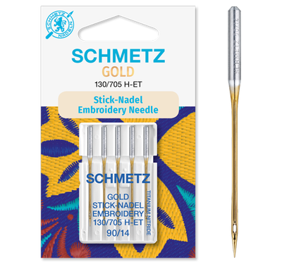 Nähmaschinennadeln, Gold Sticknadeln, 130/705, 90/14, Schmetz