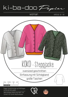 Papierschnittmuster, Jacke Koko, kibadoo, Gr. 32-58