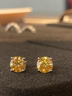 Yellow Coloured 0.5ct💎 Moissanite Earrings