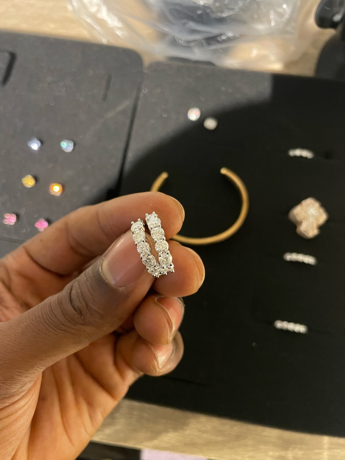 Mini Hoop Moissanite 💎 &amp; Silver White Gold Plated Earring.