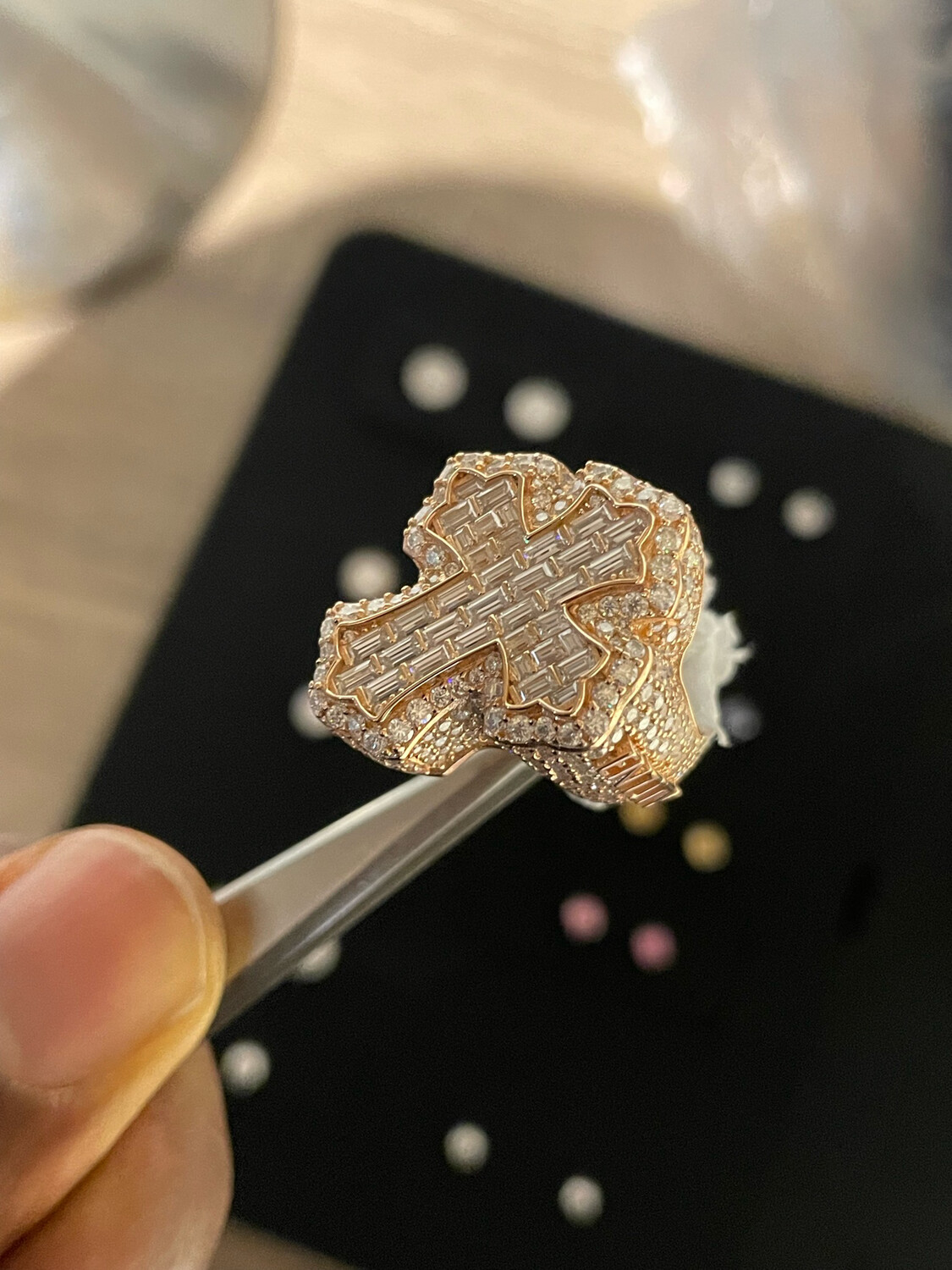 Fully Iced Out Moissanite 💎Cross championship picky ring.