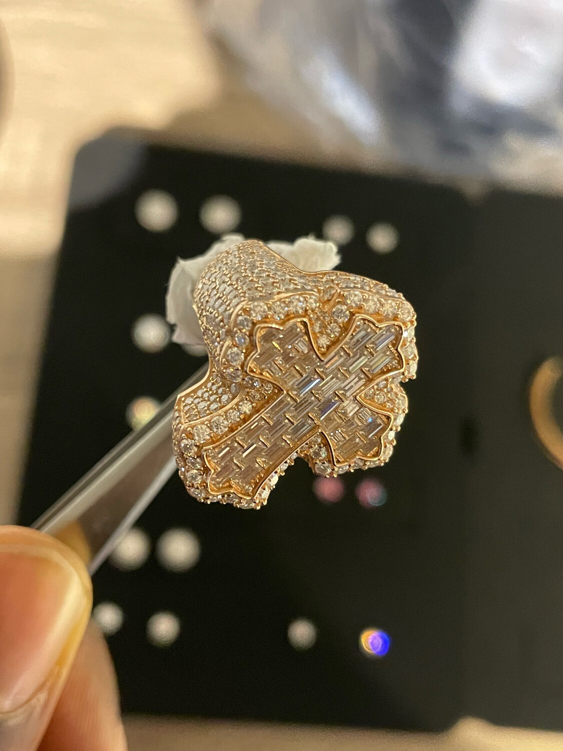 Fully Iced Out Moissanite 💎Cross championship picky ring.