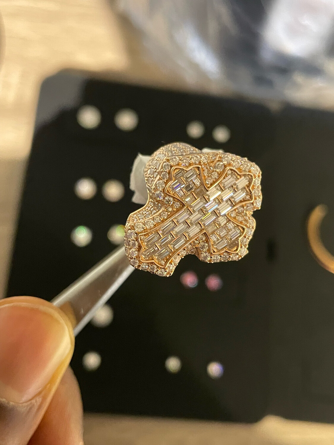 Fully Iced Out Moissanite 💎Cross championship picky ring.