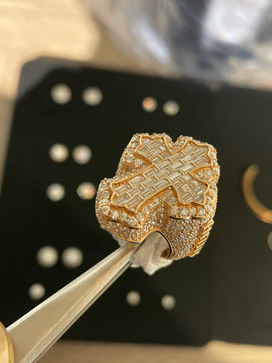 Fully Iced Out Moissanite 💎Cross championship picky ring.