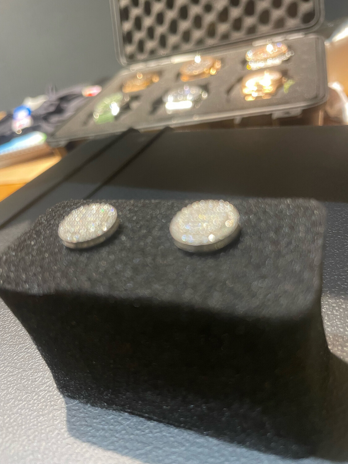 Big Round white gold 💎Moissanite iced out studs.