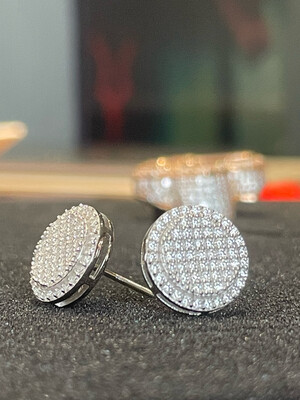 Big Round white gold 💎Moissanite iced out studs.