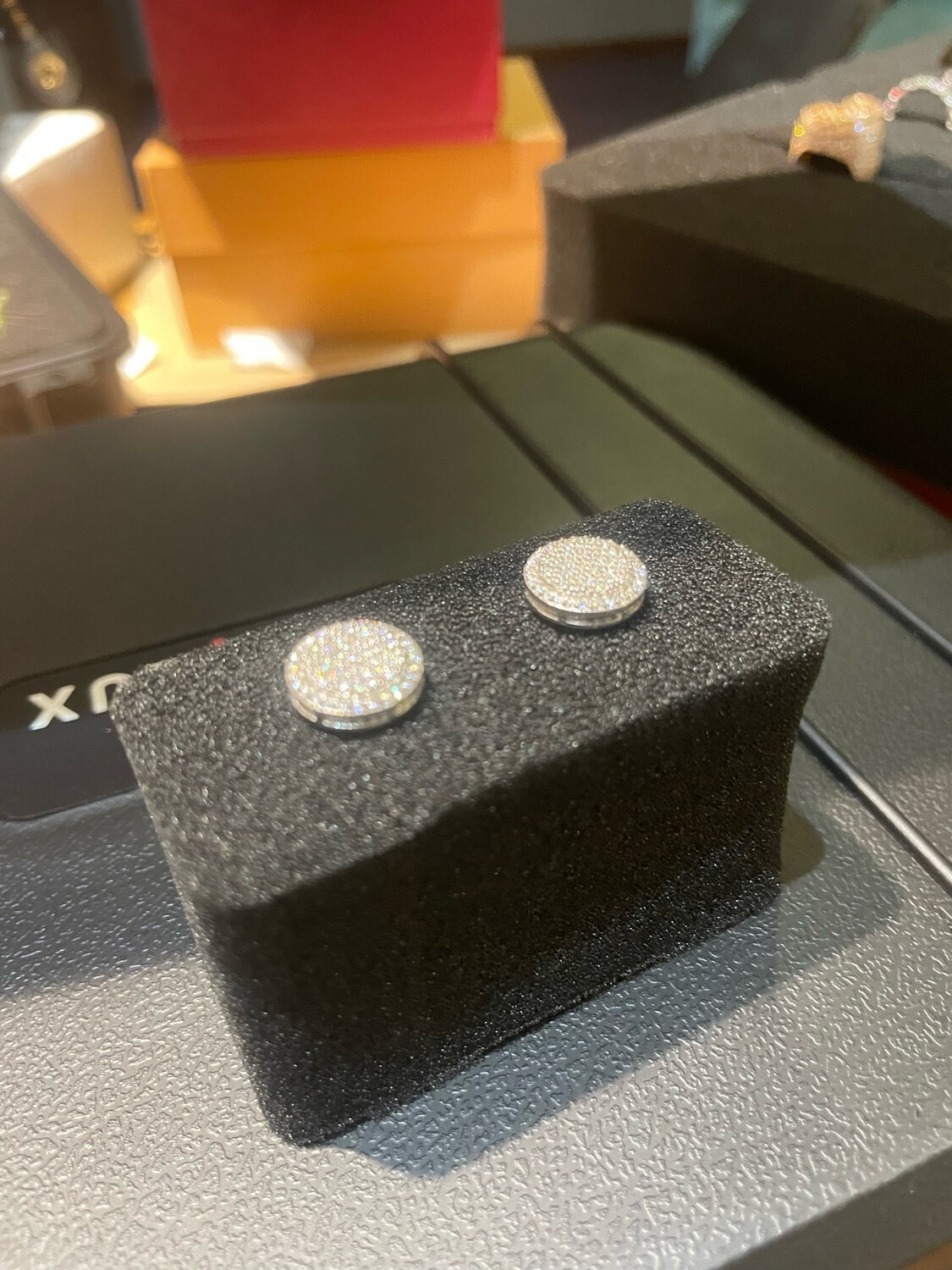 Big Round white gold 💎Moissanite iced out studs.