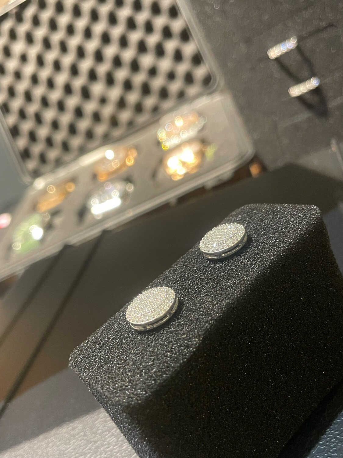 Big Round white gold 💎Moissanite iced out studs.