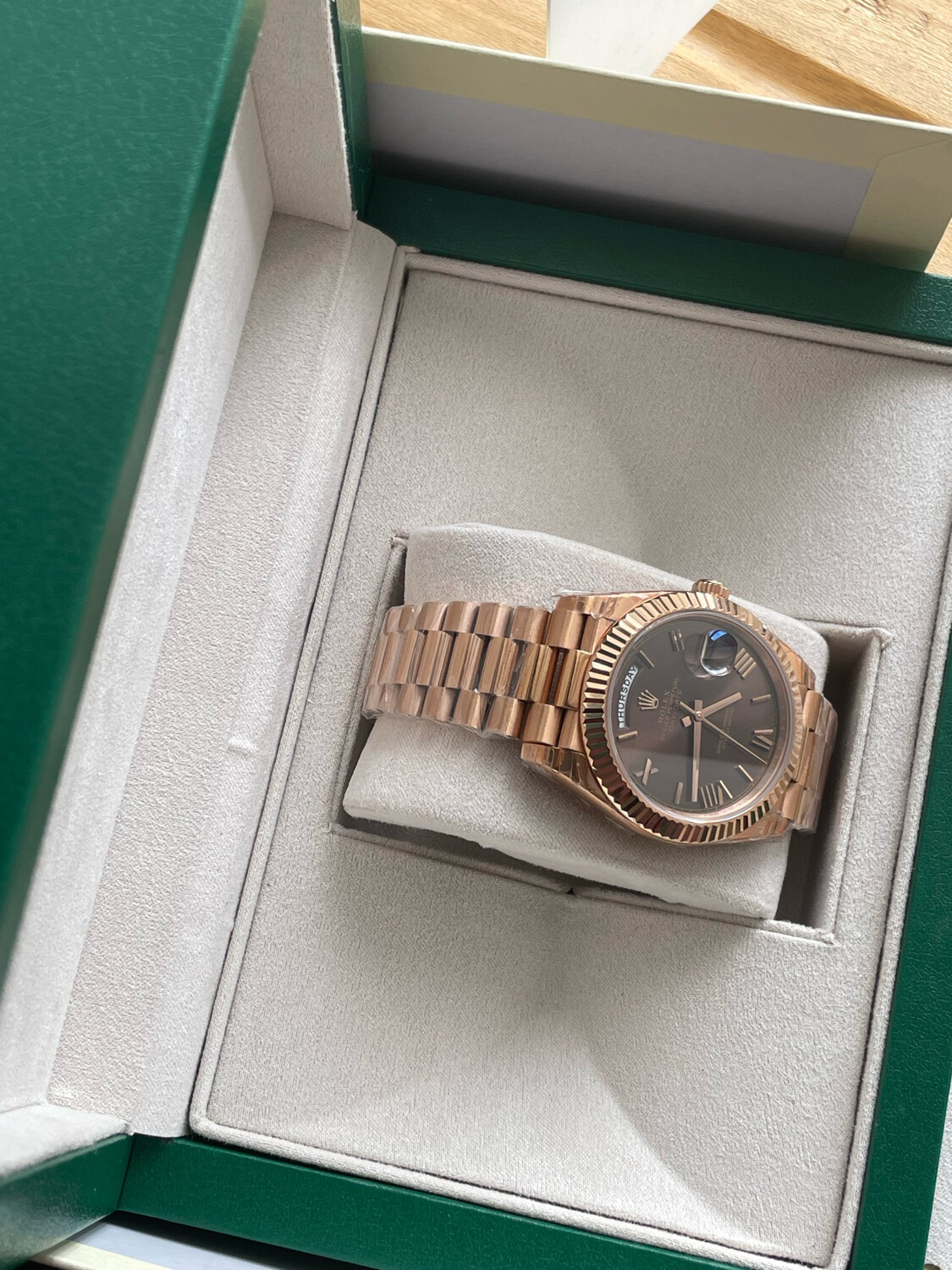 DD 40 Super Clone President in Everose Gold Plated with Chocolate Dial