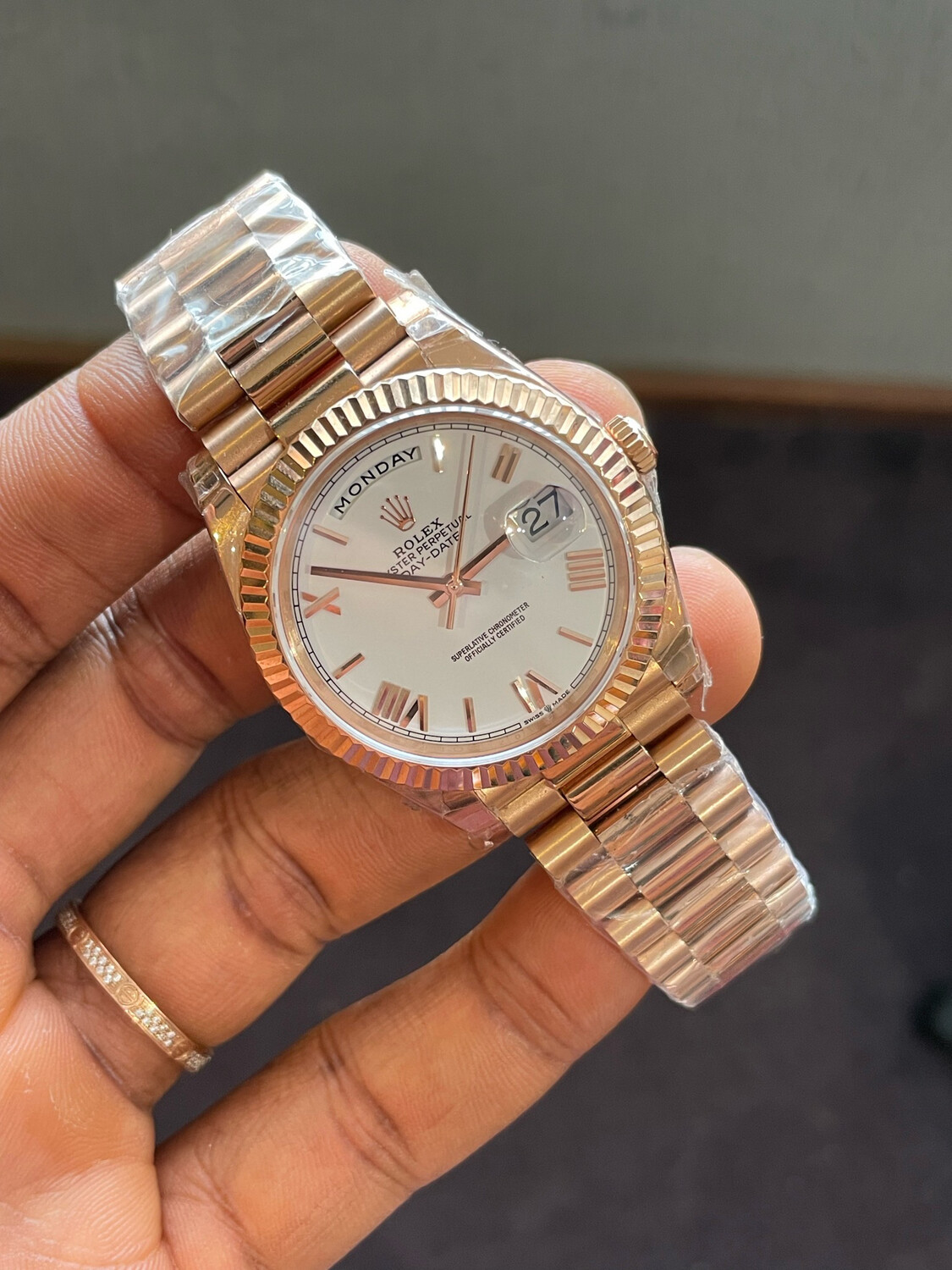 DD 40mm Super Clone, 18k Rose Gold White Dial.