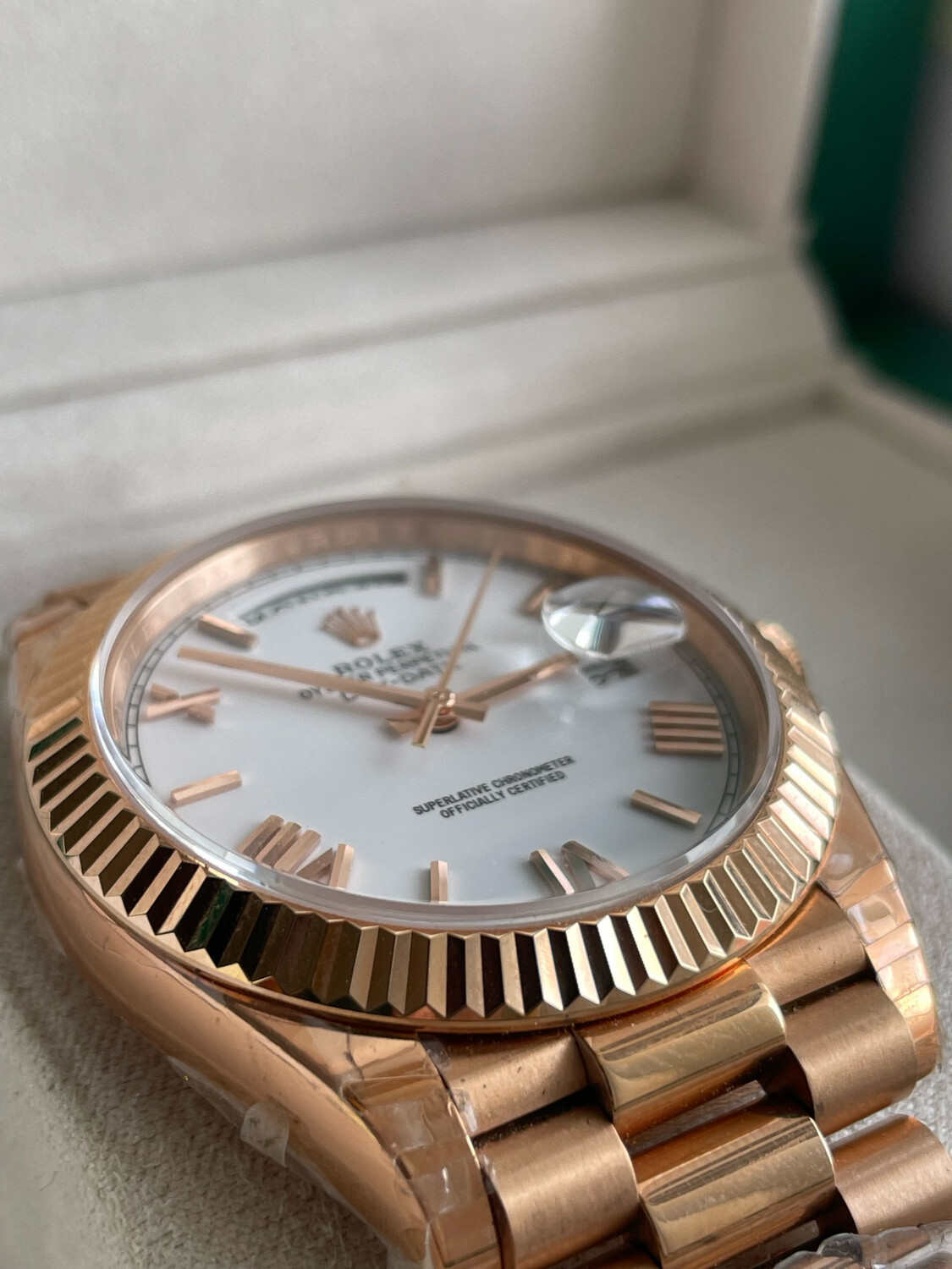 DD 40mm Super Clone, 18k Rose Gold White Dial.