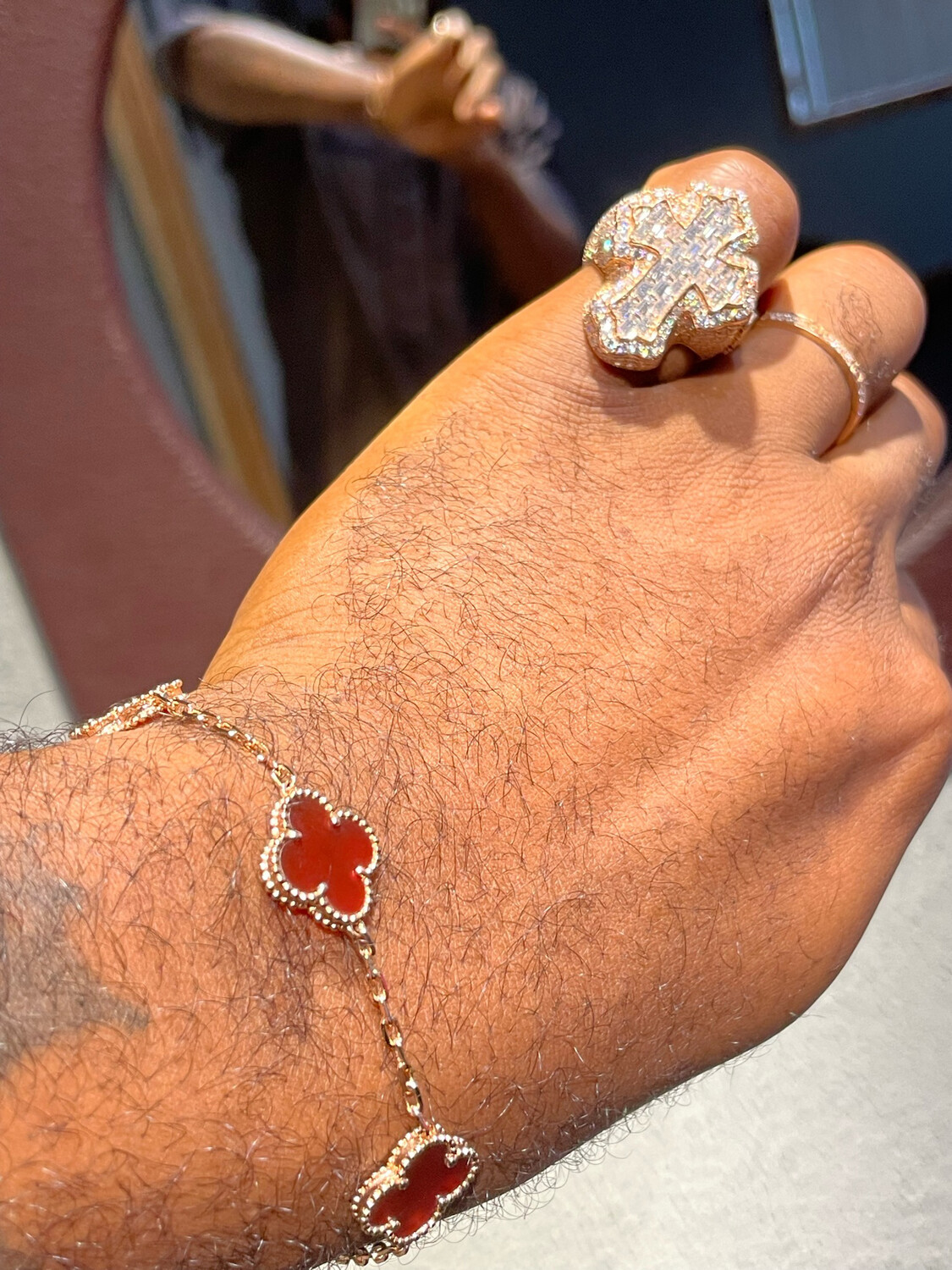 Fully Iced Out Moissanite 💎Cross championship picky ring.